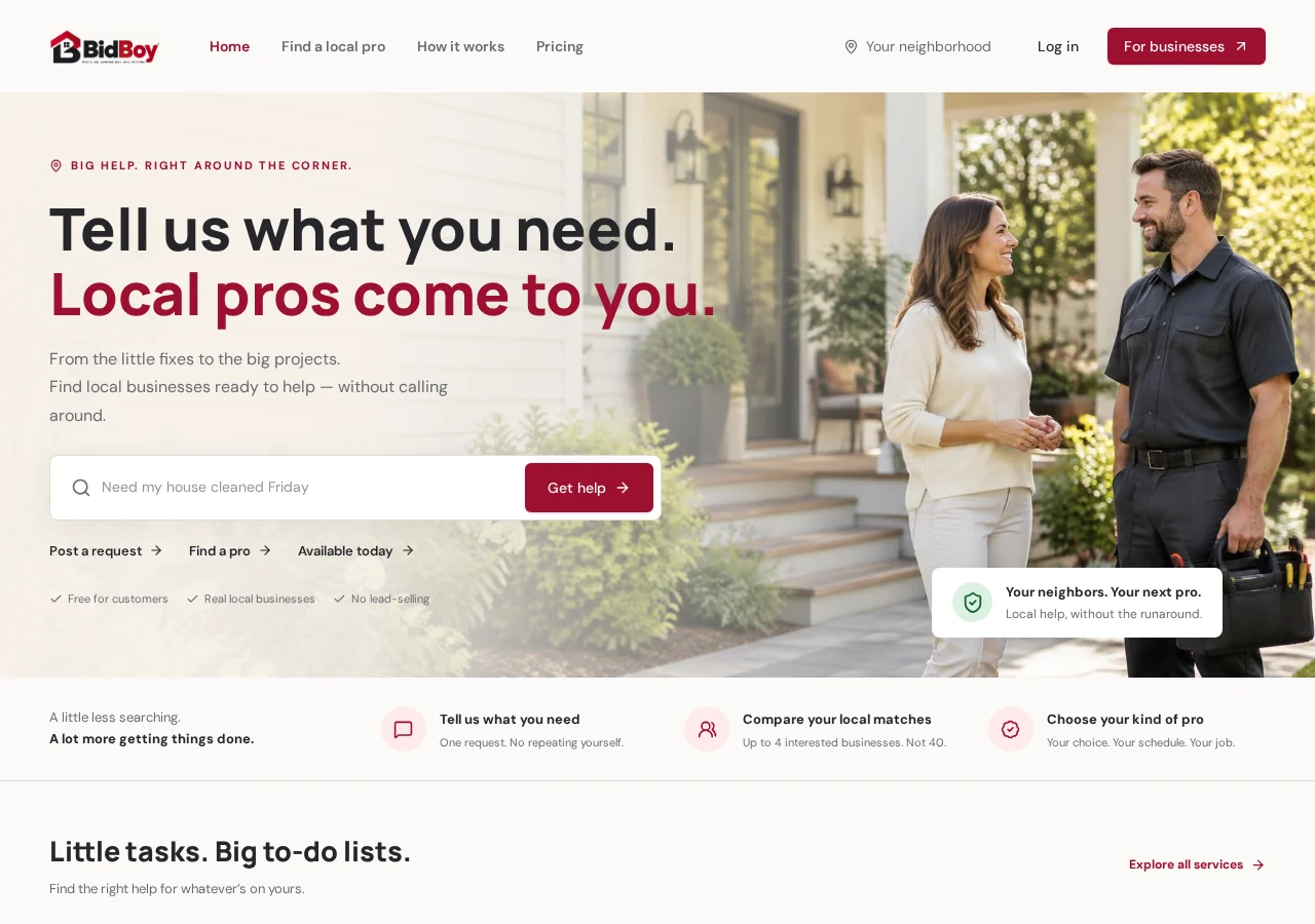 BidBoy — Find trusted local pros