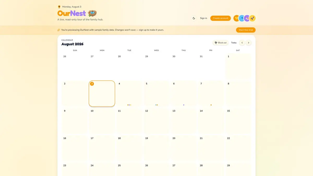 OurNest app screen