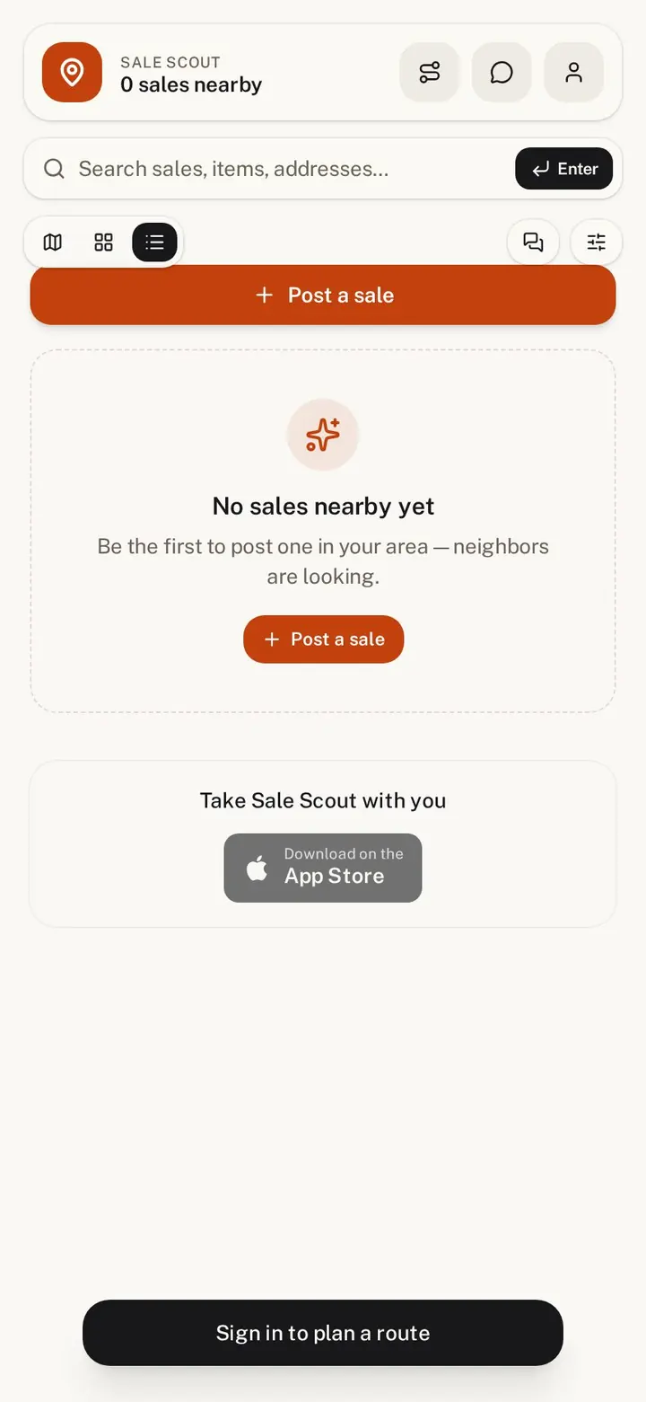 SaleScout — Search, filter, post