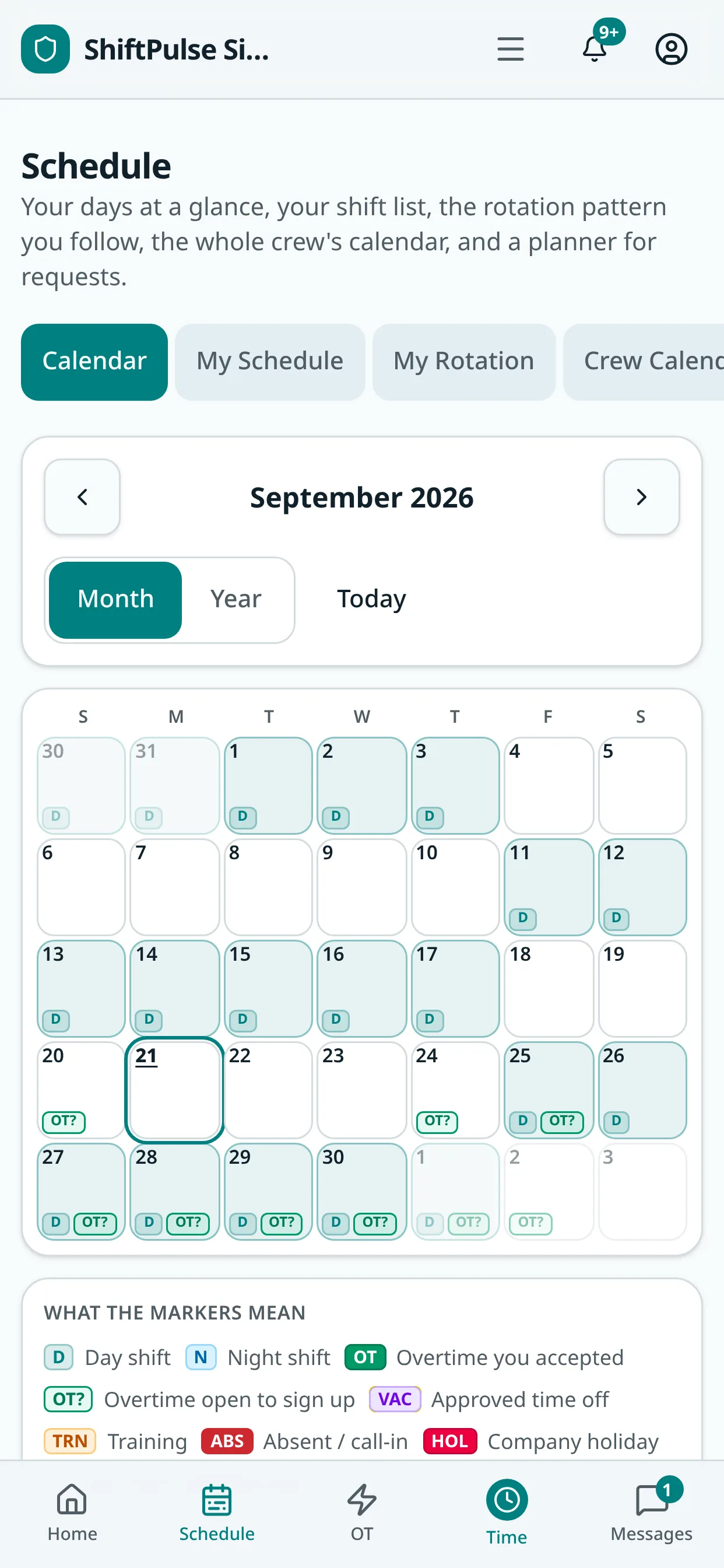 ShiftPulse — My schedule